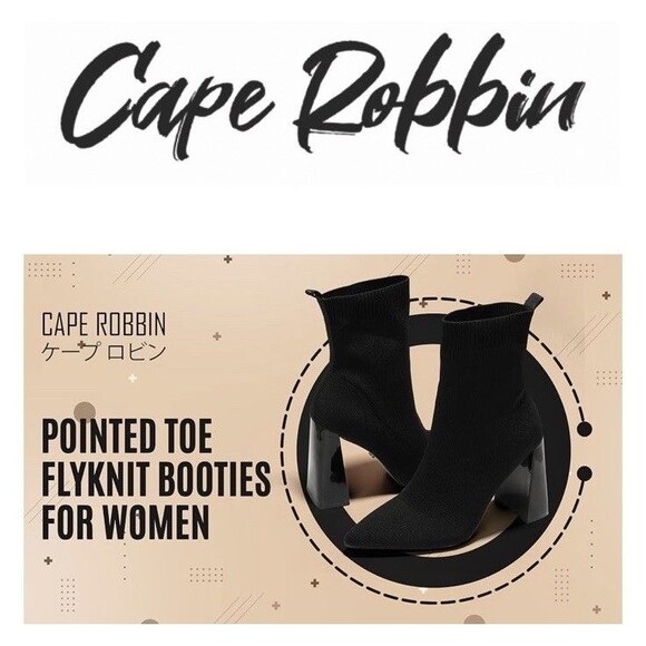 NEW Cape Robbin Faina Black Sock Bootie Women’s Size 8.5 Heels Pointy Toe Boots - Picture 13 of 16